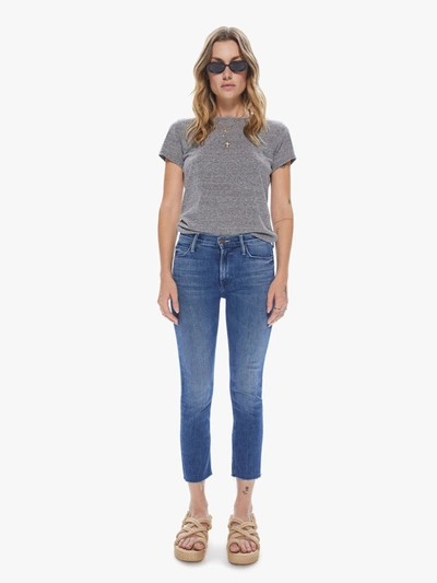 Mother The Mid Rise Dazzler Crop Fray We're All In This Together Jeans In Blue