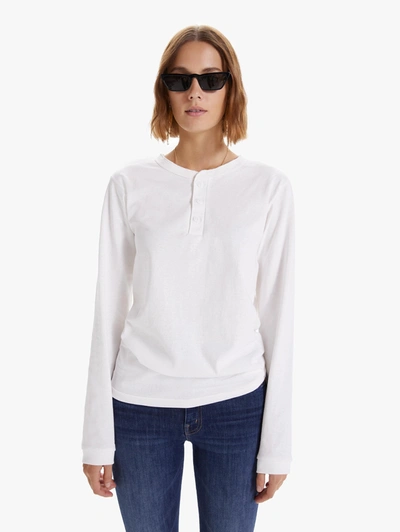 Velva Sheen Tubular Long Sleeve Henley T-shirt (also In S, Xl) In White