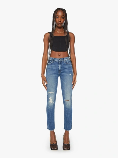 Mother The Mid Rise Dazzler Ankle Fray Weekend Warrior Jeans In Blue