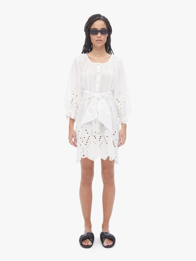 Natalie Martin Alex Shorts Dress W/ Sash Salt (also In S, M,l, Xl) In White