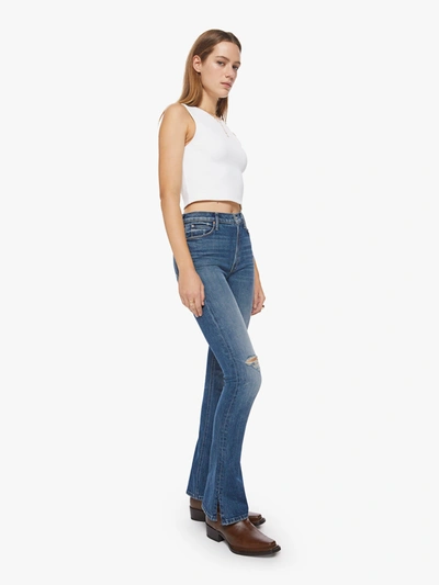 Mother High Waisted Runaway Slice Heel Morning Chores Jeans In Blue