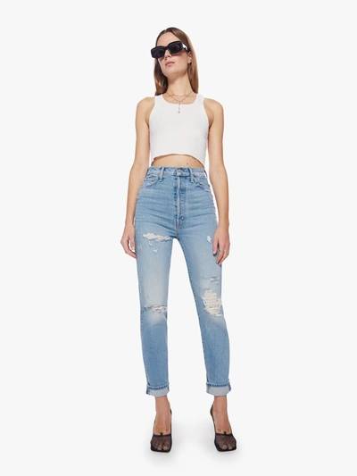 Mother The Tune Up Hover Cuff Gtfo Jeans In Blue