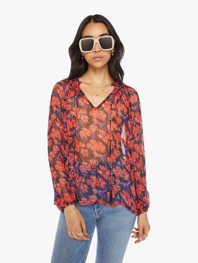 Natalie Martin Penny Blouse Watercolor Onyx Shirt (also In S, M,l) In Red