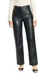 Daze Sun High Waist Straight Leg Faux Leather Pants In Cinematic