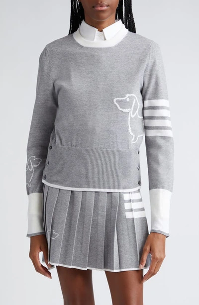 Thom Browne 4-bar Crew Neck Pull Over In Grey
