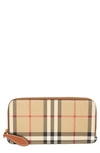 BURBERRY SOMERSET VINTAGE CHECK COATED CANVAS & LEATHER CONTINENTAL WALLET