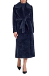 Sentaler Boucle Notch Collar Wrap Coat In Midnight Blue