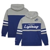 MITCHELL & NESS MITCHELL & NESS BLUE/GRAY TAMPA BAY LIGHTNING HEAD COACH PULLOVER HOODIE