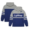 Mitchell & Ness Men's  Blue, Gray Tampa Bay Lightning Head Coach Pullover Hoodie In Blue