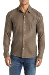 STONE ROSE STONE ROSE GINGHAM CHECK WRINKLE RESISTANT TECH FLEECE BUTTON-UP SHIRT