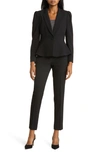 Tahari Asl Peplum Blazer & Tapered Pants Set In Black