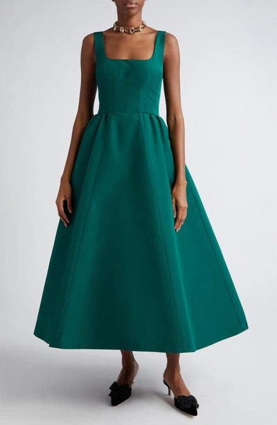 Carolina Herrera Fit-and-flare Corset Midi Dress In Racing Green