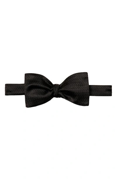 Eton Tonal Zigzag Pre Tied Silk Bow Tie In Black