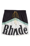 Rhude Printed Sweat Shorts In Black