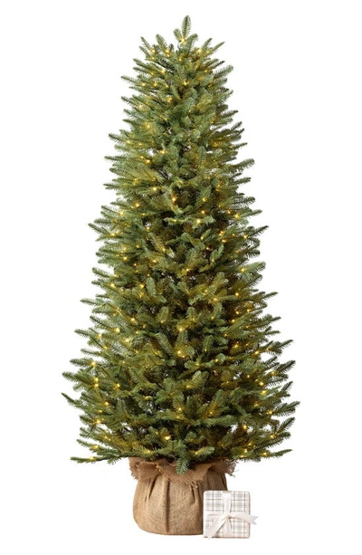 Balsam Hill Balsam Fir Pre-lit Artificial Tree With Burlap Base In Green