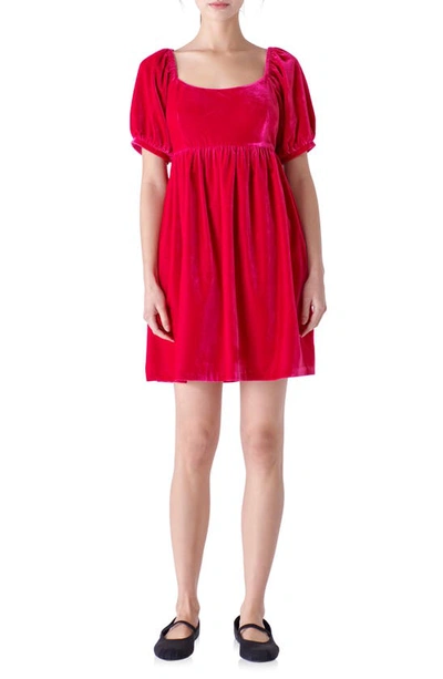 English Factory Women's Velvet Scoop Neck Mini Dress In Raspberry