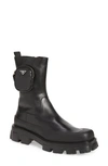 Prada Removable Pouch Combat Boot In Black