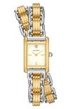 Tory Burch The Mini Eleanor Two Hand Two Tone Stainless Steel Watch In Two Tone