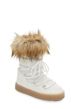 Moon Boot Track Monaco Faux Fur Short Snow Boots In White