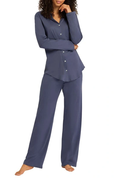 Hanro Cotton Deluxe Pajama Set In Nightshade