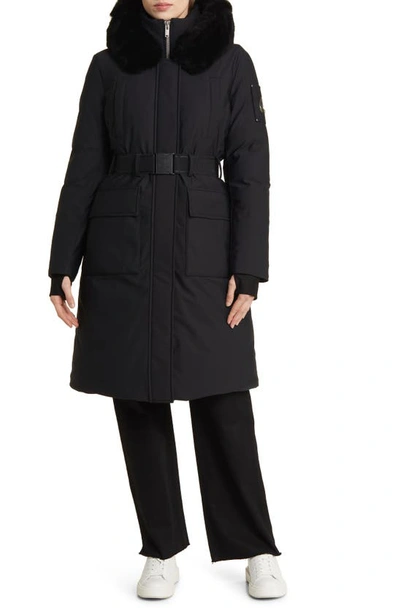 Moose Knuckles Alpharetta Belted 800 Fill Power Down Parka In Black