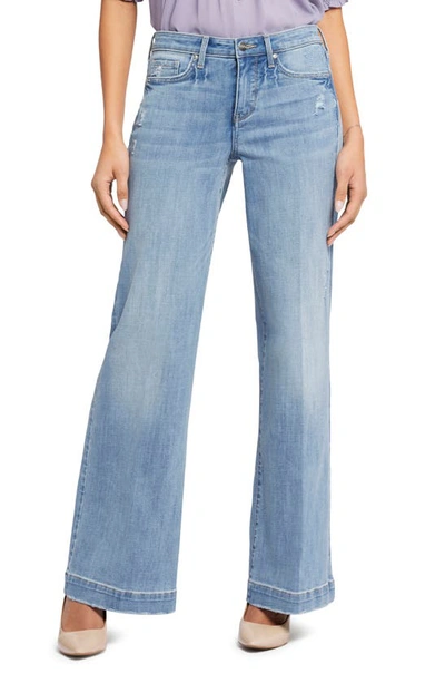 Nydj Womens Denim Mid-rise Wide Leg Jeans In Blue
