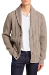 Reiss Ashbury - Mink Melange Cable Knitted Cardigan, Xs