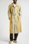 Burberry Check Insert Trench Coat In Beige