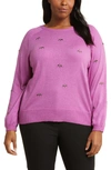 Nic + Zoe Hidden Gems Cotton Blend Sweater In Vivid Magenta