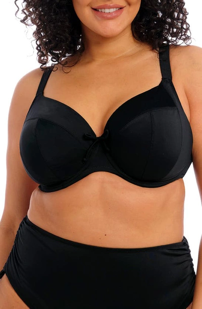 Elomi Plain Sailing Underwire Plunge Bikini Top In Black