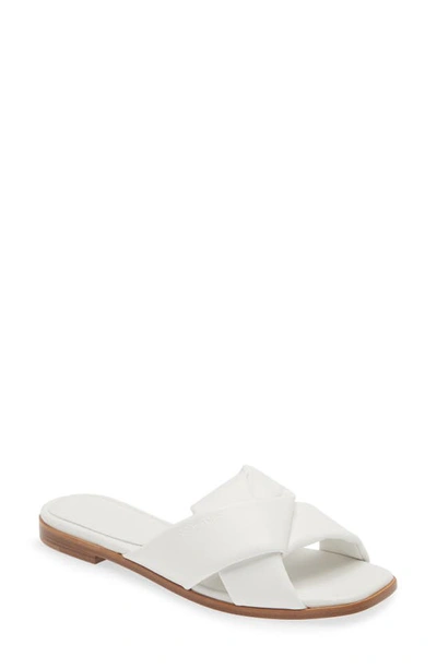 Ferragamo Alrai Twisted Lambskin Flat Sandals In White