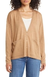 Eileen Fisher V-neck Merino Wool Cardigan In Honey