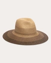 Eugenia Kim Emmanuelle Metallic Two-tone Paper Straw Fedora In Natural/camel/chocolate