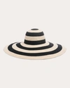 Eugenia Kim Sunny Striped Wide-brim Hat In Ivory/black