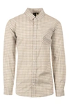 Burnside Plaid Stretch Poplin Button-down Shirt In Grey/white Gingham