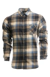 Burnside Plaid Flannel Shirt In Blue/ Ecru