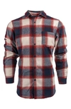 Burnside Plaid Flannel Long Sleeve Button-up Shirt In Crimson/ Ecru