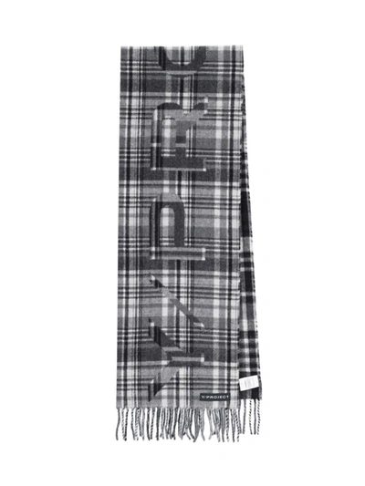 Y/project Plaid-check Pattern Fringed Scarf In Black  