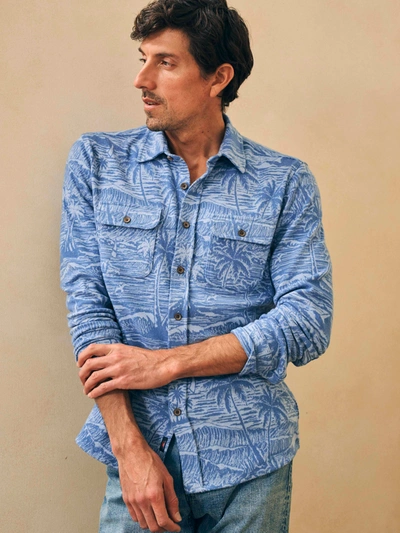 Faherty Legend Aloha Print Brushed Knit Button-up Shirt In Coastal Waters
