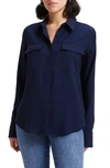Good American Flap Pocket Button-up Shirt In Navy001