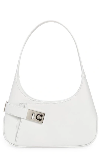 Ferragamo Medium Calfskin Leather Hobo Bag In Optic White
