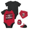 MITCHELL & NESS INFANT MITCHELL & NESS BLACK/RED WISCONSIN BADGERS 3-PACK BODYSUIT, BIB AND BOOTIE SET