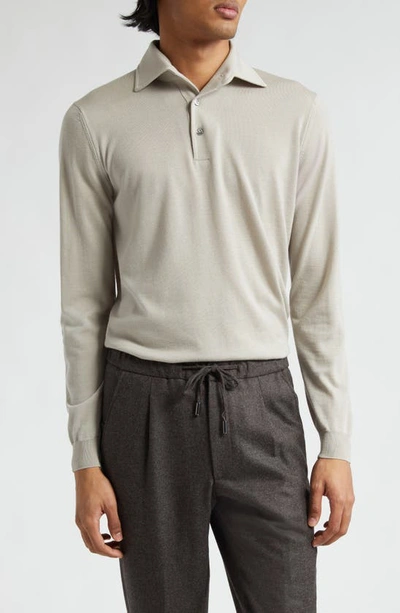 Thom Sweeney Merino Wool Polo Shirt In Brown