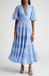 Zimmermann Pleated Midi Dress In Blue