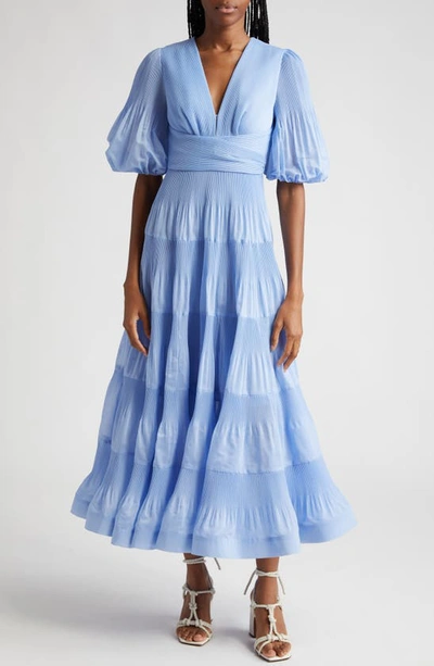 ZIMMERMANN PLEATED TIERED MIDI DRESS