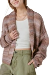 LUCKY BRAND TOGGLE FRONT STRIPE CARDIGAN