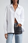 Alexander Wang Apple Patch Cotton Button-up Shirt In White