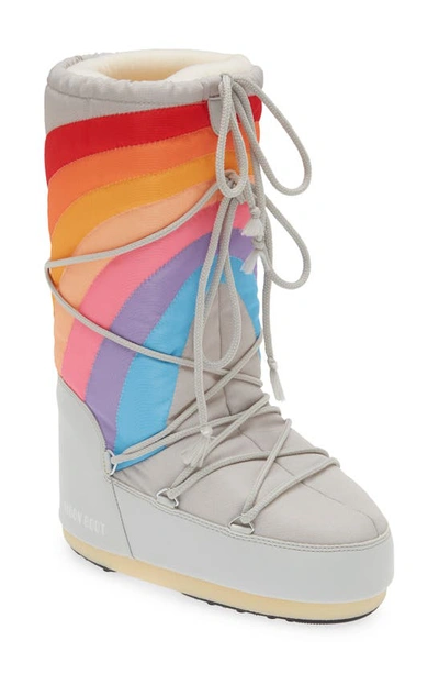 Moon Boot Kids' Icon Rainbow Snow Boots In Grey
