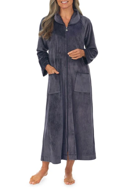 Eileen West Zip-up Longline Dressing Gown In Charcoal
