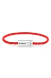 LE GRAMME LE GRAMME 7G NATO POLISHED STERLING SILVER RED CABLE BRACELET